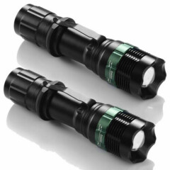 2Pack 90000lm Zoomable T6 LED Tactical Flashlight Torch 18650 Ultra Bright Light