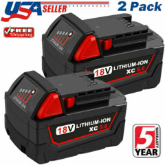 2 PACK For Milwaukee M18 Lithium XC 5.0 AH Extended Capacity Battery 48-11-1860