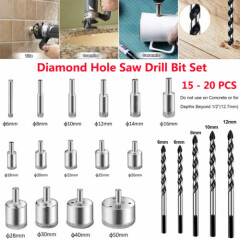 Diamond Hole Saw Drill Bit Set Glass Ceramic Tile Saw Cutting Tool 15-20pcs