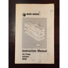 Black & Decker Air Pump Inflator 9526 Operators Manual Owners Instructions