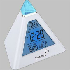Pyramid Digital Clock Alarm With Snooze Thermometer & Backlight Multi Colours