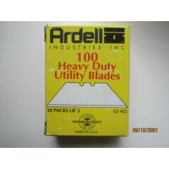 100 VINTAGE Box of 100 ARDEL.025 Utility Blades Made in USA . 20 Packs of Five. 