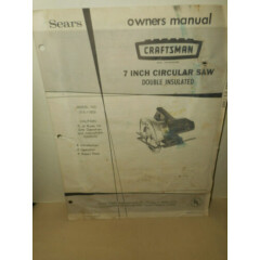 Sears CRAFTSMAN 7 Inch Circular Saw Model No. 315.11850 Owners Manual Parts List