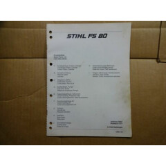 Stihl FS 80 Trimmer Parts Catalog List Manual 4/88