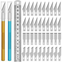 Kit 40 Exactocutter Set Blades Refill Ruler Xacto For Craft Cutting And Crafting