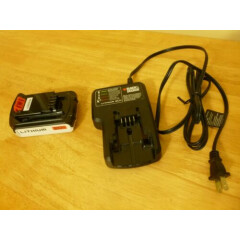 Black & Decker 20V Lithium Battery and Charger Set. Tested.