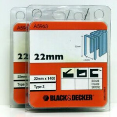 Black & Decker A5963 Type 3 Staples 22mm B&D DN428 BD428 SR109E (2 Packs)
