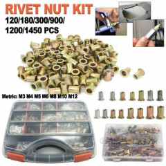120/300/900/1200/1450pc Rivet Nuts Kit for Rivnut Gun NutSert Hand Blind Riveter