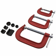 3pc HEAVY DUTY G - CLAMP SET 2" 3" 4" JAW PADS CLAMPS 50mm 75mm 100mm WOODWORK