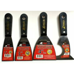 4 ASSORTED ATE PRO FLEXIBLE STAINLESS STEEL PUTTY KNIFE KNIVES SCRAPERS DRYWALL