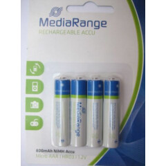4 Piece Mediarange AAA Battery Micro Battery HR03 Nimh-Accu 800mAh
