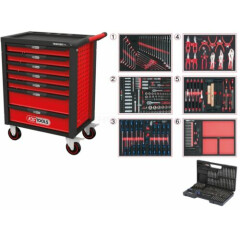 Ks tools racingline black/red workshop trolley with 7 and 598 premium frame 