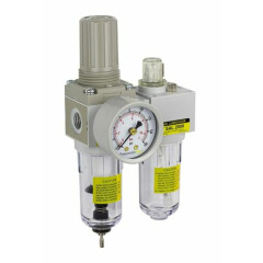 PneumaticPlus Compressed Air Filter Regulator Lubricator 1/4" NPT SAU2010M-N02G