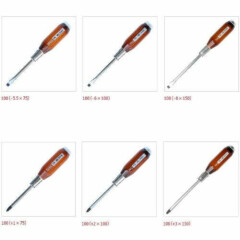 VESSEL Wood Grip Go-Through Screwdriver No.100 Set of 6 Pcs Japan with Tracking