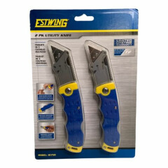 2-Pack NEW Estwing Locking Utility Knife Box Cutter w/ 10 Blades & Belt Clip