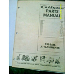 Preowned Gilson 1985-86 Attachments Parts Manual 215542-3-86 (See Note Below)