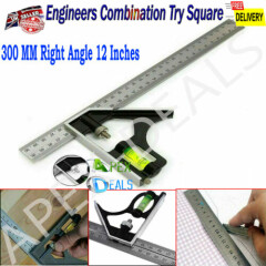 12 inch 300mm Adjustable Engineers Combination Right Angle Ruler Try Square Set