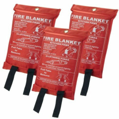 1x Large Fire Blanket 1mx1m Safety Quick Release Home Kitchen Office Caravan