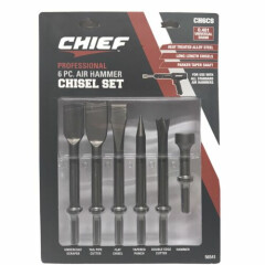 Chief 6 Piece Air Hammer Chisel Set CH6CS Allot Steel Parker Taper Shaft New