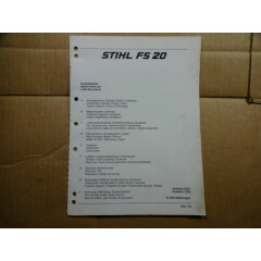 Stihl FS 20 Trimmer Parts Catalog List Manual 8/82