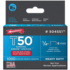 Arrow T50 1/4" - 6mm Stainless Steel Staples Pack of 1000