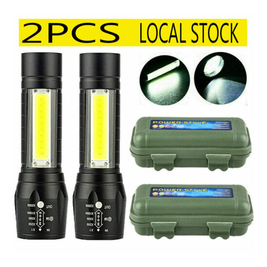 LED Torch USB Rechargeable Flashlight Police Zoomable Camping Hiking Lamp Small image {14}