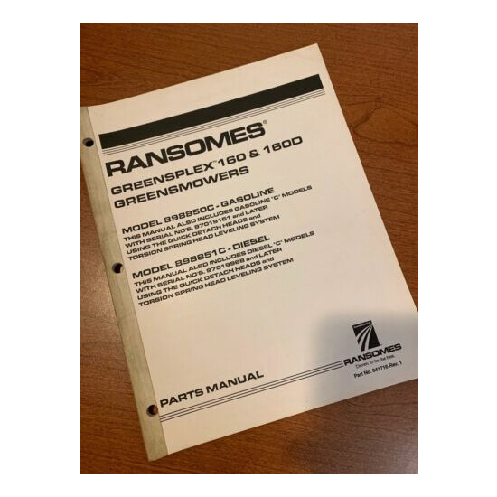 Ransomes Greensplex 160 D Greens Mower Parts Manual 898850C 898851C Greensmower image {3}