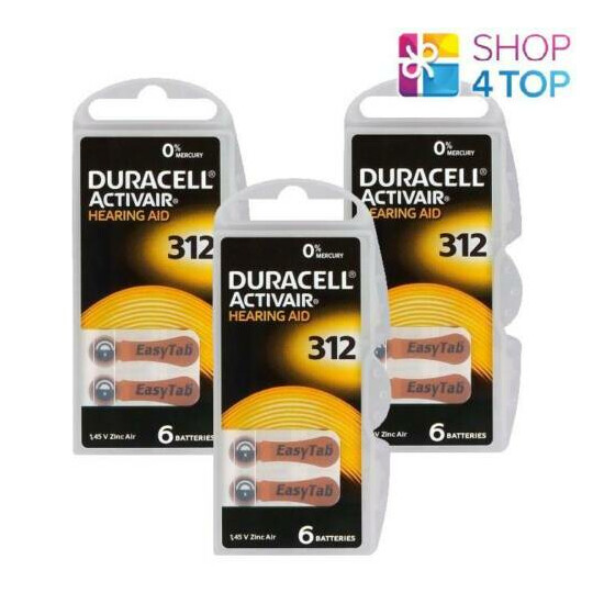 Duracell Activair Size 312 Hearing Aid Batteries 1.45V Zinc Air NEW  image {1}