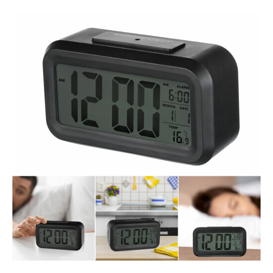 Digital LED Alarm Clock Snooze Back Light Time Calendar Thermometer Temperature image {2}