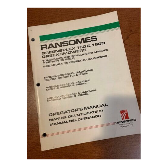 Ransomes Greensplex 160 D Greens Mower Parts Manual 898850C 898851C Greensmower image {2}