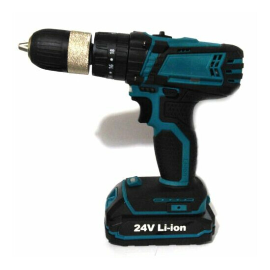 Screwdriver Impact Drill Driver 2 Lithium Batteries 24v 0-13mm spindle  Thumb {3}