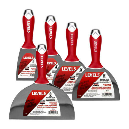 LEVEL5 #5-602 Drywall Putty Knife Set Stainless Steel 5 Piece | FREE SHIPPING image {1}