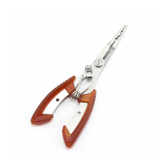 Stainless Steel Fishing Pliers Hook Remover Line Cutter Split Ring Gripper Red. image {1}