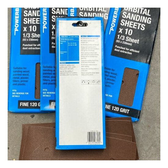 100 powerbase 93mm x 190mm 1/3 sanding sheets orbital perforated clip fit 120 grain  image {7}