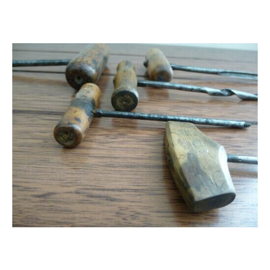 Variety of 7 Collectable Vintage / Antique Bradawls / Awls with Wooden Handles image {10}