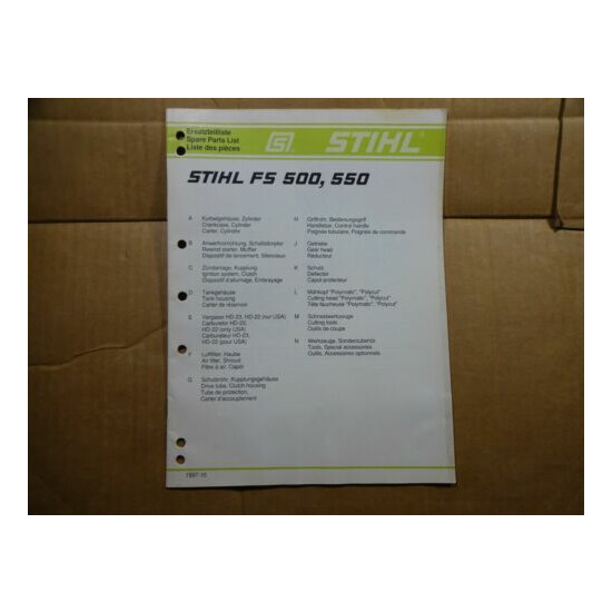 Stihl FS 500 550 Trimmer Parts Catalog List Manual 10/97 image {1}