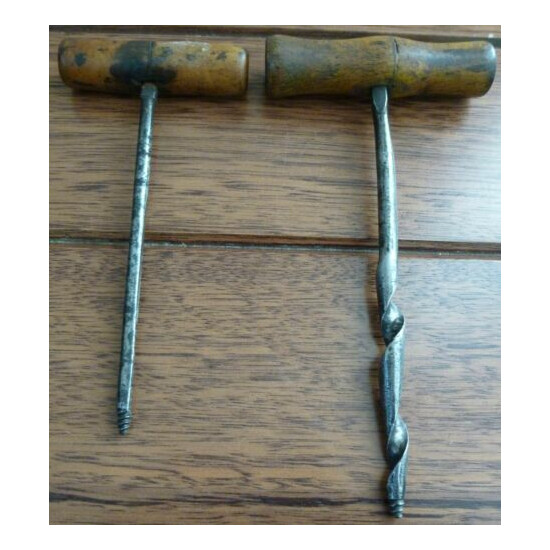 Variety of 7 Collectable Vintage / Antique Bradawls / Awls with Wooden Handles image {6}