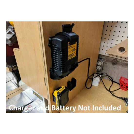 Wall Mount For DeWalt DCB100 Charger with Optional 12v Max Battery Mounts image {1}