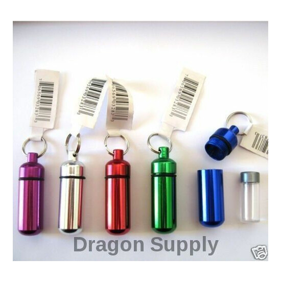 New 5PC Small Pill / ID Holder KeyChain ( Assorted Colors ) image {1}