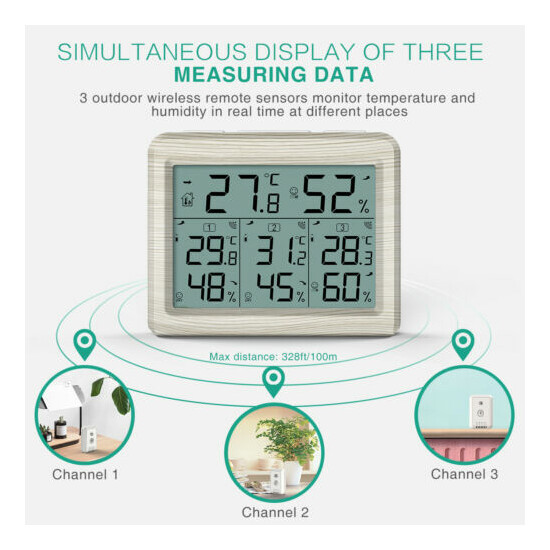 Digital LCD_Display Outdoor Indoor Thermometer Hygrometer Temperature Humidity image {21}
