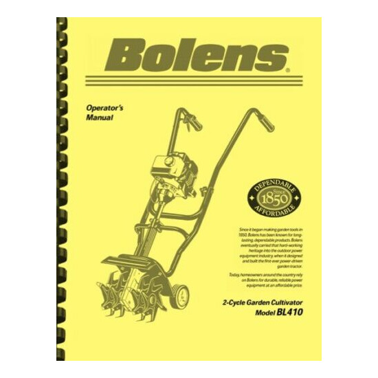 Bolens BL410 2-Cycle Garden Cultivator OWNERS OPERATOR'S MANUAL image {1}