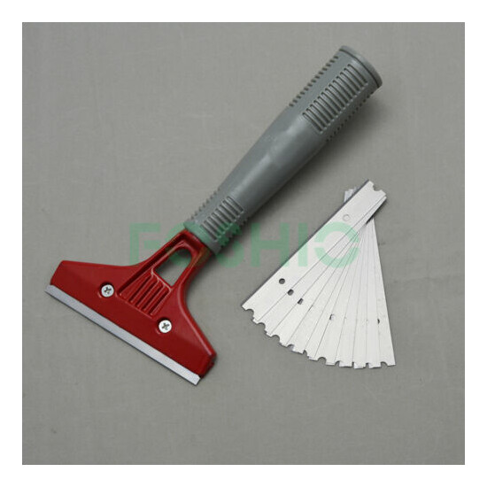 Long Reach Razor Blade Scraper Extended Handle & 10pcs Spare Blades Label Gasket Thumb {5}