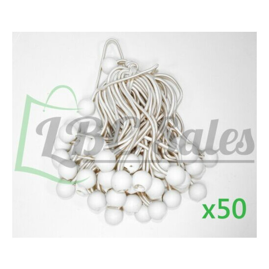 50 pcs 9" White ball bungee bungie cord heavy duty canopy tarp tie downs straps image {2}