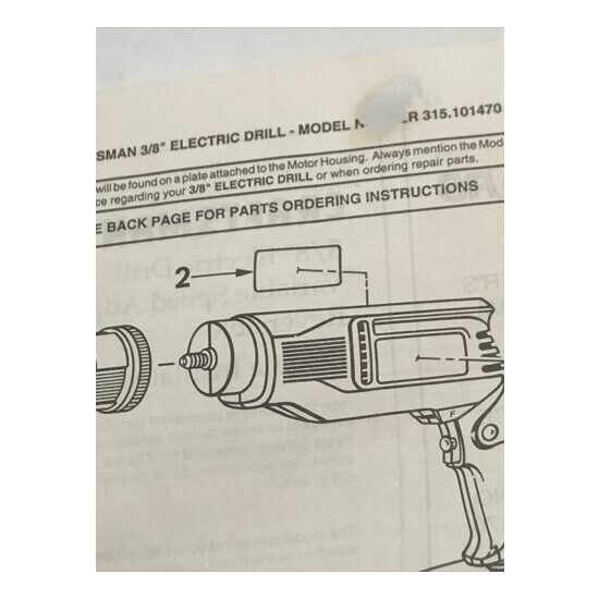 1991 Sears Craftsman 3/8 Inch Electric Drill Owners Manual 315.101470  image {5}