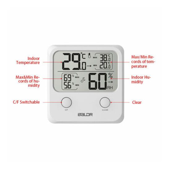 Baldr Thermometer Digital LCD Humidity Meter Indoor Hygrometer Temperature Test image {11}