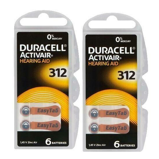 Duracell Activair Size 312 Hearing Aid Batteries 1.45V Zinc Air NEW  image {3}