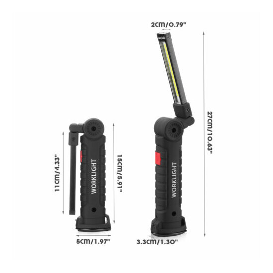 Magnetic LED Work Light Rechargeable COB Lamp Flashlight Inspect Folding Torch image {15}
