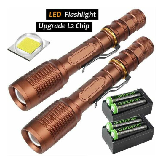 Super Bright Tactical Zoom L2 LED Flashlight 990000Lm 18650 Powerful Torch Light image {1}