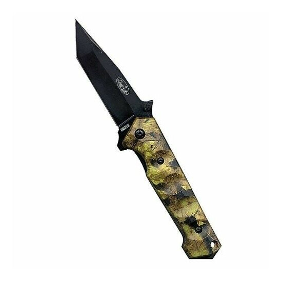 Sheffield 12134 Sedgwick Folding Pocket Knife w/ Camo Handle & Belt Pouch Thumb {1}
