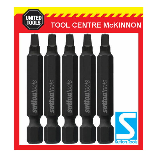 5 x SUTTON IMPACT SQUARE SQ2 x 50mm POWER INSERT BITS FOR IMPACT DRIVERS image {1}